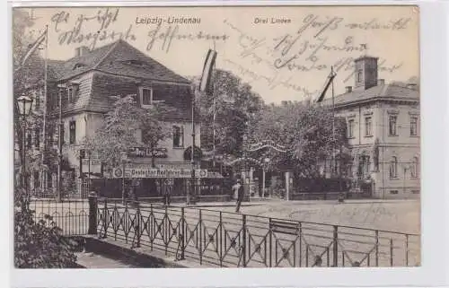 88274 Ak Leipzig Lindenau Restaurant 'Drei Linden' 1909