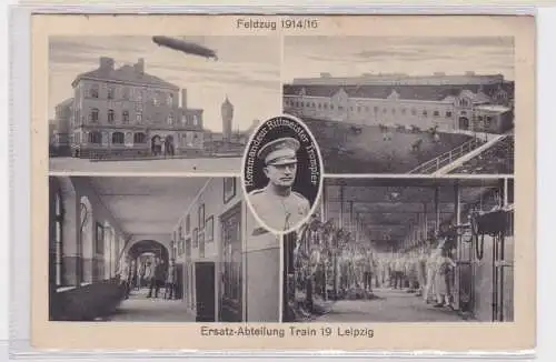 87208 Mehrbild Ak Ersatz Abteilung Train 19 Leipzig Feldzug 1914/16