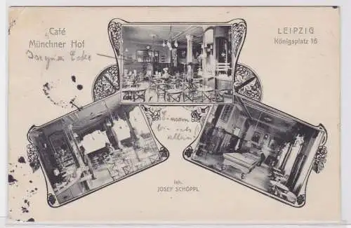 87065 Mehrbild Ak Leipzig Café Müchner Hof Königsplatz 16, 1912