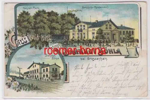 85704 Ak Lithographie Gruß von Bahnhof Böhla bei Grossenhain 1900