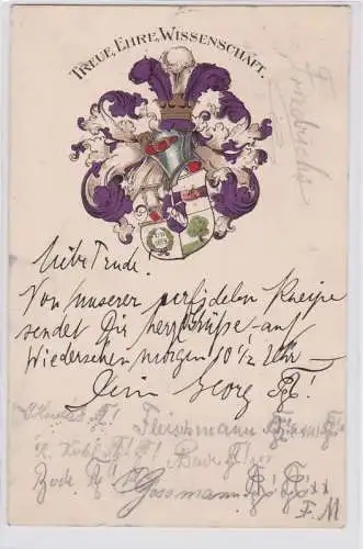 85493 Studentika Ak Leipzig 'Treue, Ehre, Wissenschaft!' 1903