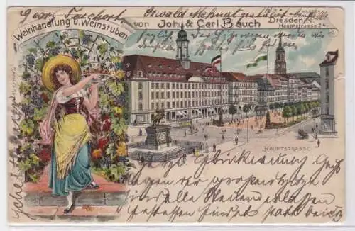 56618 Ak Lithographie Dresden Hauptstraße 24 Weinhandlung & Weinstuben Bauch1911