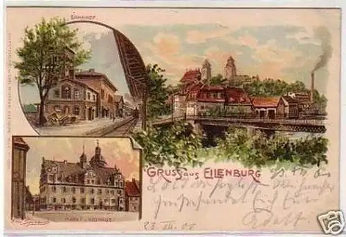 27747 Ak Lithographie Gruß aus Eilenburg 1900