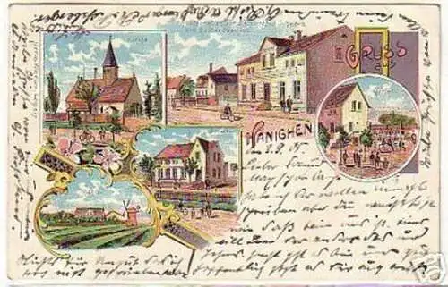 16510 Litho Gruss aus Hänighen Restauration usw. 1905