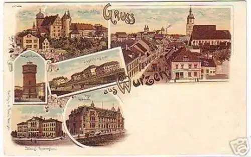 15092 Ak Lithographie Gruss aus Wurzen Kaserne usw.1898