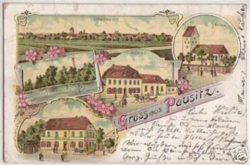 15314 Ak Lithographie Gruß aus Pausitz Gasthof usw.1905