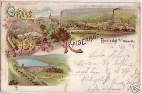 10896 Ak Lithographie Gruss aus Einsiedel Gasthof 1904