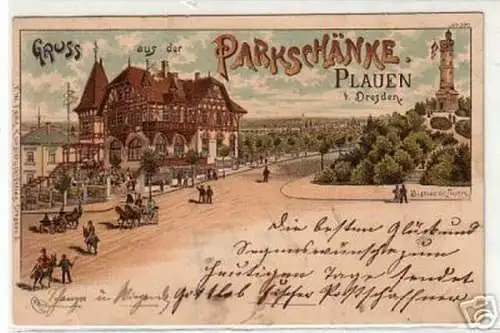 11114 Ak Lithographie Gruß aus Plauen b. Dresden um 1900