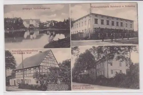 98285 Mehrbild Ak Rittergut Niederlangenau, Holzwarenfabrik usw. 1917