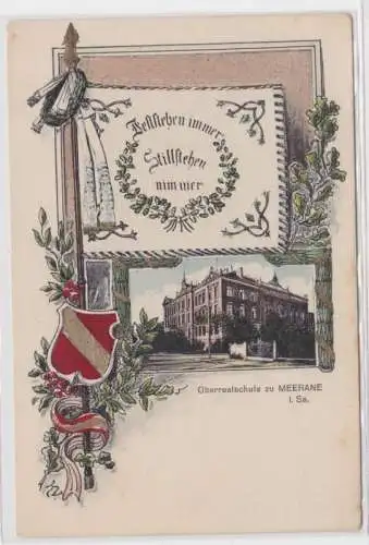 98291 Studentika Ak Oberrealschule zu Meerane in Sachsen um 1920