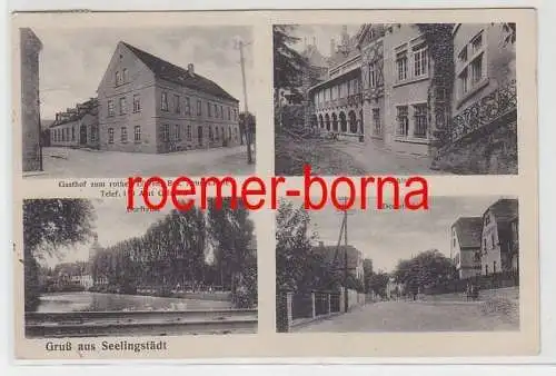 78344 Mehrbild Ak Gruß aus Seelingstädt Gasthof zum roten Löwen, Dorfstraße usw.