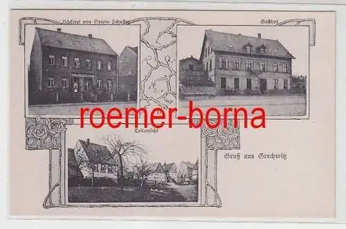 78672 Mehrbild Ak Gruß aus Grechwitz Bäckerei Schuster, Gasthof, Teilans. um1920