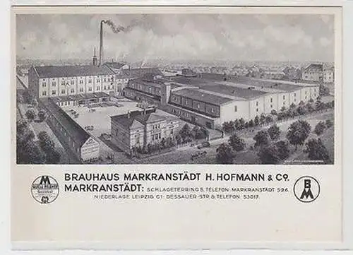 66934 Reklame Ak Brauhaus Markranstädt H. Hofmann & Co. um 1930