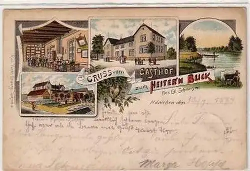 30/71 Ak Litho Gasthof z. Heiter´n Blick Hänichen 1894