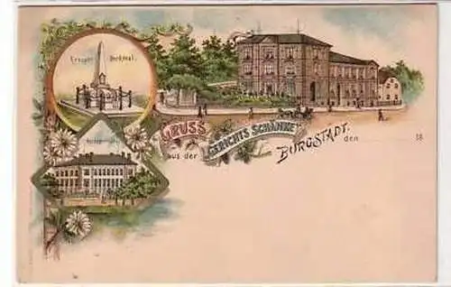 41489 Ak Lithographie Gruß aus Burgstädt Gasthof 1900