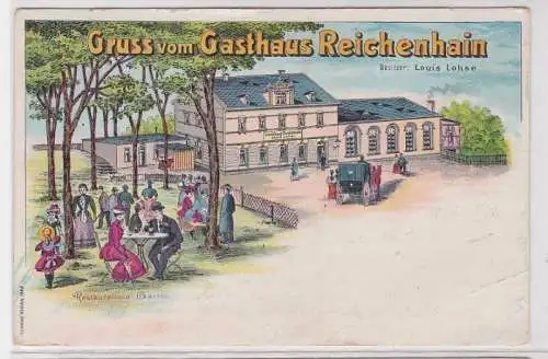 60173 Ak Lithographie Gruß aus Gasthaus Reichenhain 1907