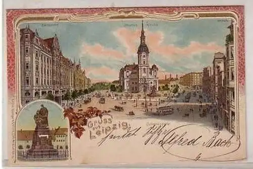 24/39 Ak Lithografie Leipzig Johannisplatz 1903