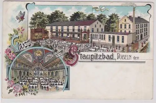 99829 Ak Lithographie Gruß vom Staupitzbad Döbeln 1911
