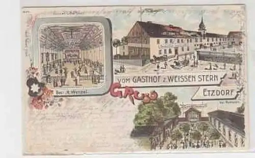 03212 Ak Lithographie Gruß aus Etzdorf bei Rosswein