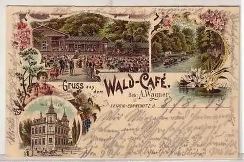 30/18 Ak Lithografie Wald-Café Leipzig-Connewitz 1897