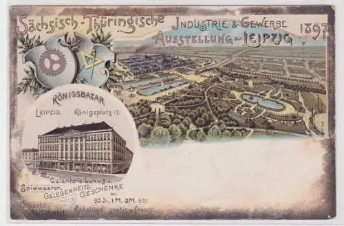 94190 Ak Lithographie Leipzig sächs. thür. Industrie & Gewerbeausstellung 1897