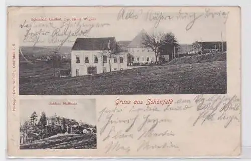 93033 Mehrbild Ak Gruß aus Schönfeld Gasthof, Schloß Pfaffroda 1906