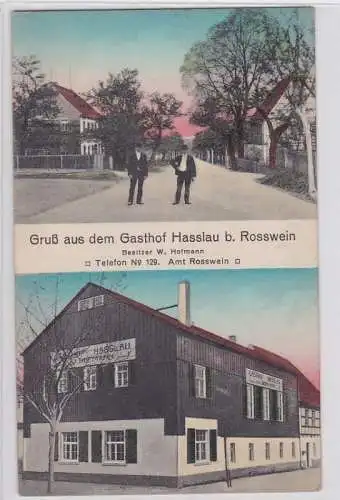 93263 Mehrbild Ak Gruß aus dem Gasthof Hasslau bei Rosswein um 1910