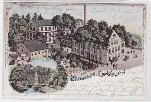 83309 Ak Lithographie Gruß aus Blumenau Engels Gasthof 1906