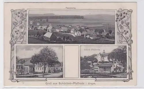 92672 Mehrbild Ak Gruß aus Schönfeld Pfaffroda im Erzgebirge 1907