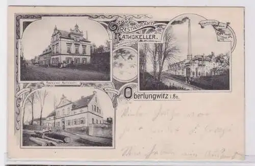 92679 Mehrbild Ak Gruß aus Restaurant Rathskeller Oberlungwitz 1905