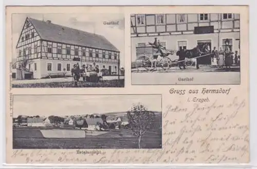 46901 Mehrbild Ak Gruß aus Hermsdorf im Erzgebirge Gasthof usw. 1904