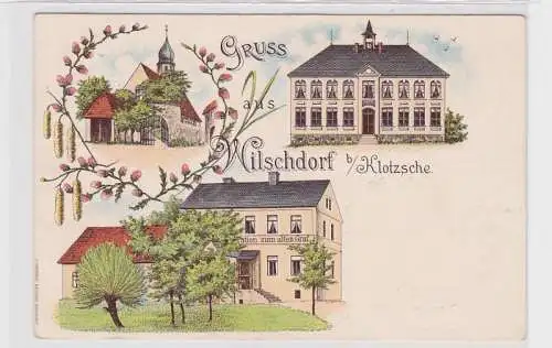 55018 Ak Lithographie Gruß aus Wilschdorf bei Klotzsche Gasthof usw. 1904