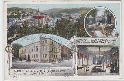 70495 Mehrbild Ak Gruß aus Waldheim Etablissement Schützenhaus 1911