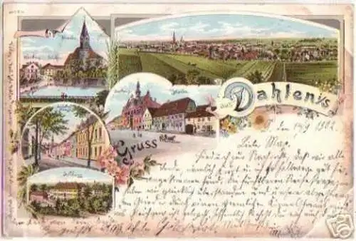 16532 Ak Lithographie Gruß aus Dahlen in Sa. 1902