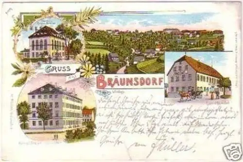 20341 Ak Lithographie Gruß aus Bräunsdorf bei Freiberg