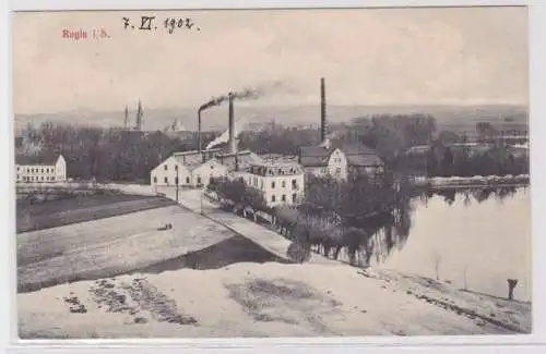 95807 Ak Regis in Sachsen Totalansicht, mit Fabrik 1902