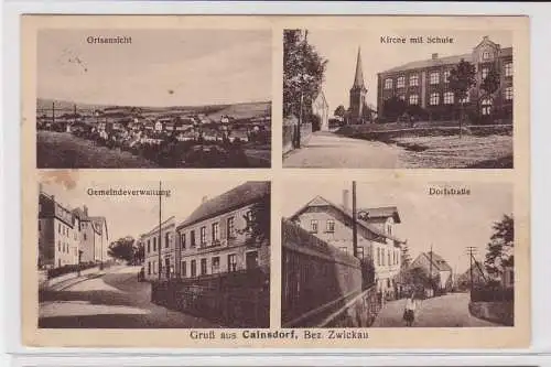 92196 Mehrbild Ak Gruß aus Cainsdorf Bez. Zwickau Schule, Kirche usw. 1927