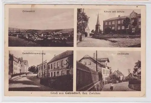 92195 Mehrbild Ak Gruß aus Cainsdorf Bez. Zwickau Schule, Kirche usw. 1928