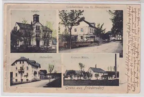 90725 Mehrbild Ak Gruß aus Friedersdorf Schule, Geschäftshaus usw. 1908