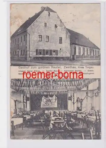 82454 Mehrbild Ak Zwethau Kreis Torgau Gasthof zum goldnen Reuter 1921