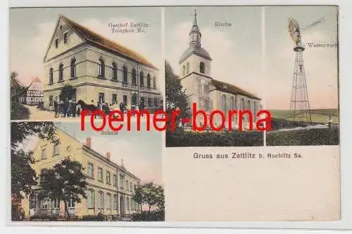 79993 Mehrbild Ak Gruß aus Zettlitz bei Rochlitz Gasthof Schule Wasserwerk 1907