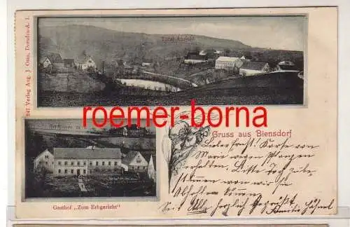 80764 Mehrbild Ak Gruss aus Biensdorf Totale und Gasthof 'Zum Erbgericht' 1901