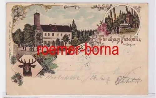 80568 Ak Lithografie Gruss aus Forsthaus Puschwitz b. Belgern 1906