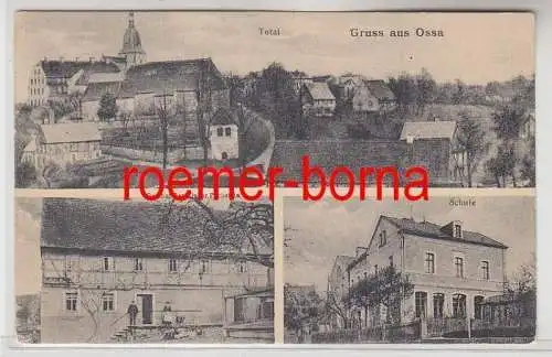 79267 Mehrbild Ak Gruss aus Ossa Totale, Gasthof Pechstein, Schule 1917