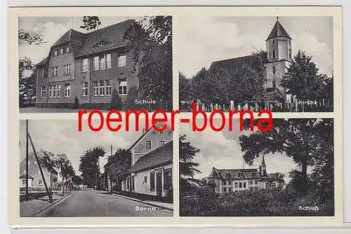 79485 Mehrbild Ak Borna bei Oschatz Schule, Kirche, Straße, Schloß um 1930