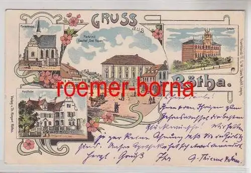 78936 Ak Lithographie Gruss aus Rötha Schule, Gasthof, Apotheke 1902