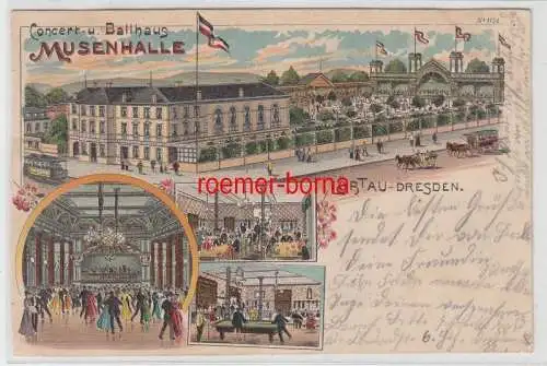 78845 Ak Lithographie Löbtau-Dresden Concert- u. Ballhaus Musenhalle 1905