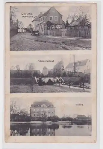 73635 Mehrbild Ak Deutzen Dorfstraße, Kriegerdenkmal, Schloß 1926