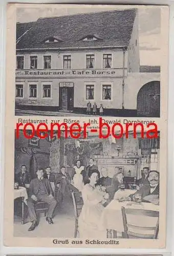 79263 Mehrbild Ak Gruß aus Schkeuditz Restaurant zur Börse 1920