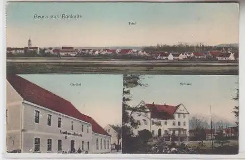 68425 Mehrbild Ak Gruß aus Röcknitz Totalansicht, Gasthof, Schloss 1911